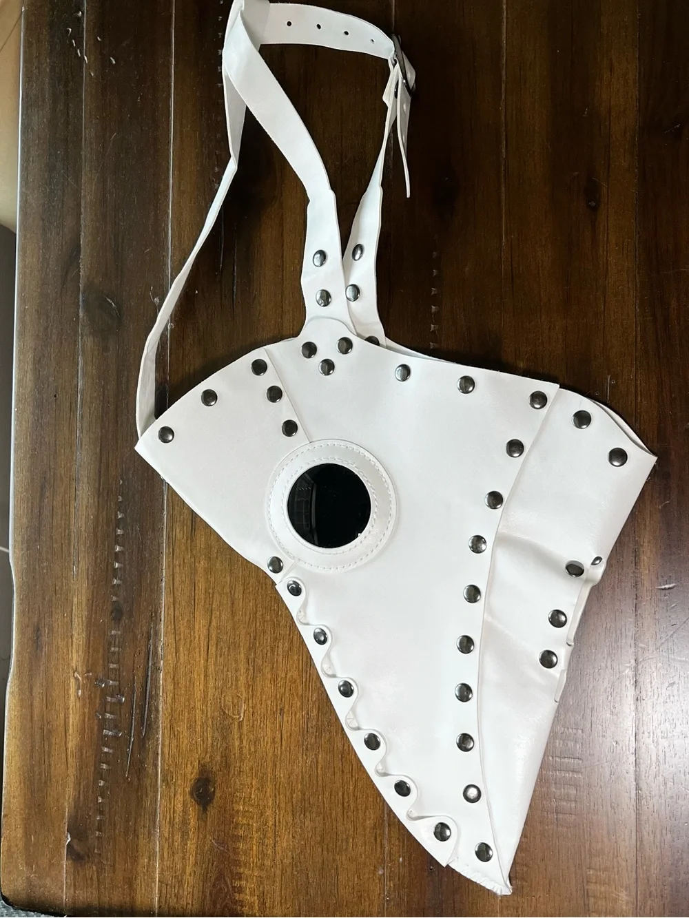 White Plague Doctor Mask Steampunk Cosplay Halloween Bird Beak Rivets Adult